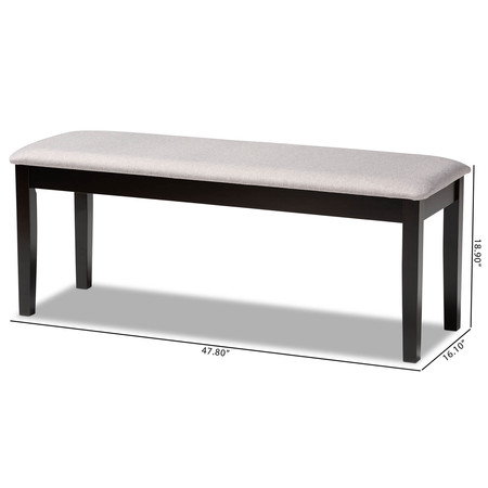 Baxton Studio Teresa Grey Upholstered and Dark Brown Finished Wood Dining Bench 170-10915
